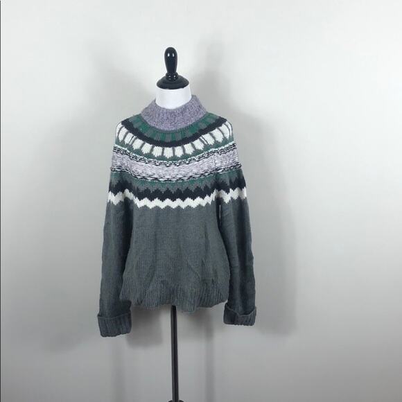 Caslon Gray Chunky Knit Jacquard Sweater Size Small NWT - Picture 6 of 8